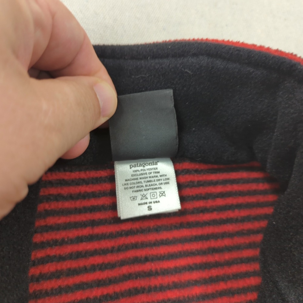 Vtg Patagonia Fleece Jacket Mens Small Red Striped Capilene 1/4 Zip Made in USA - Picture 8 of 13